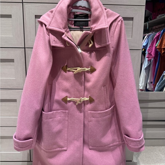 J. Crew Women's Pink Melton Wool Pea Coat with Toggle Closures - Picture 1 of 5
